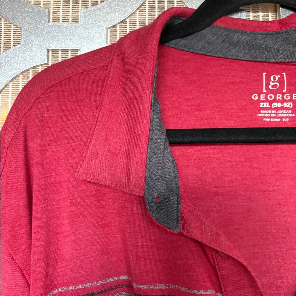 George Men's Casual Red Button Down Shirt - Picture 3 of 6